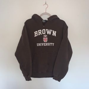 Vintage Brown University Hoodie Sweatshirt Medium